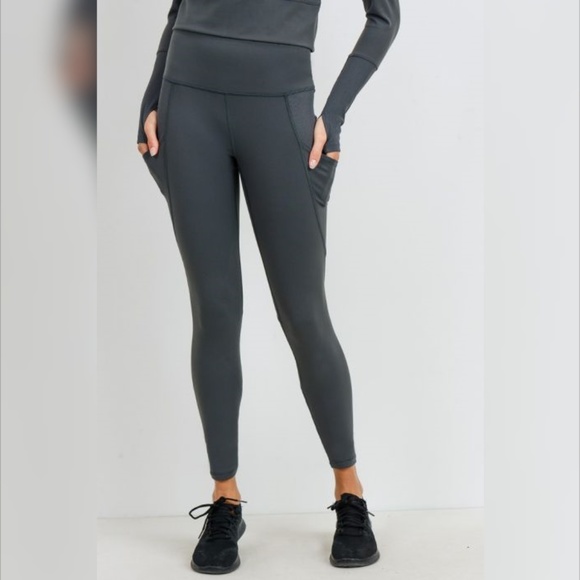 Ribbed & Smooth Combo Highwaist Leggings - Picture 2 of 7